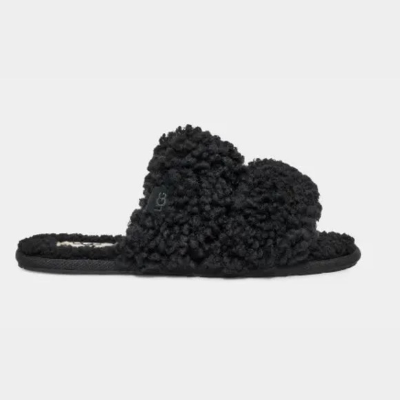 BNIB UGG Women Maxi Curly Scuffetta Slippers Sheepskin Fur Sandals Black Size 7 - Picture 3 of 14